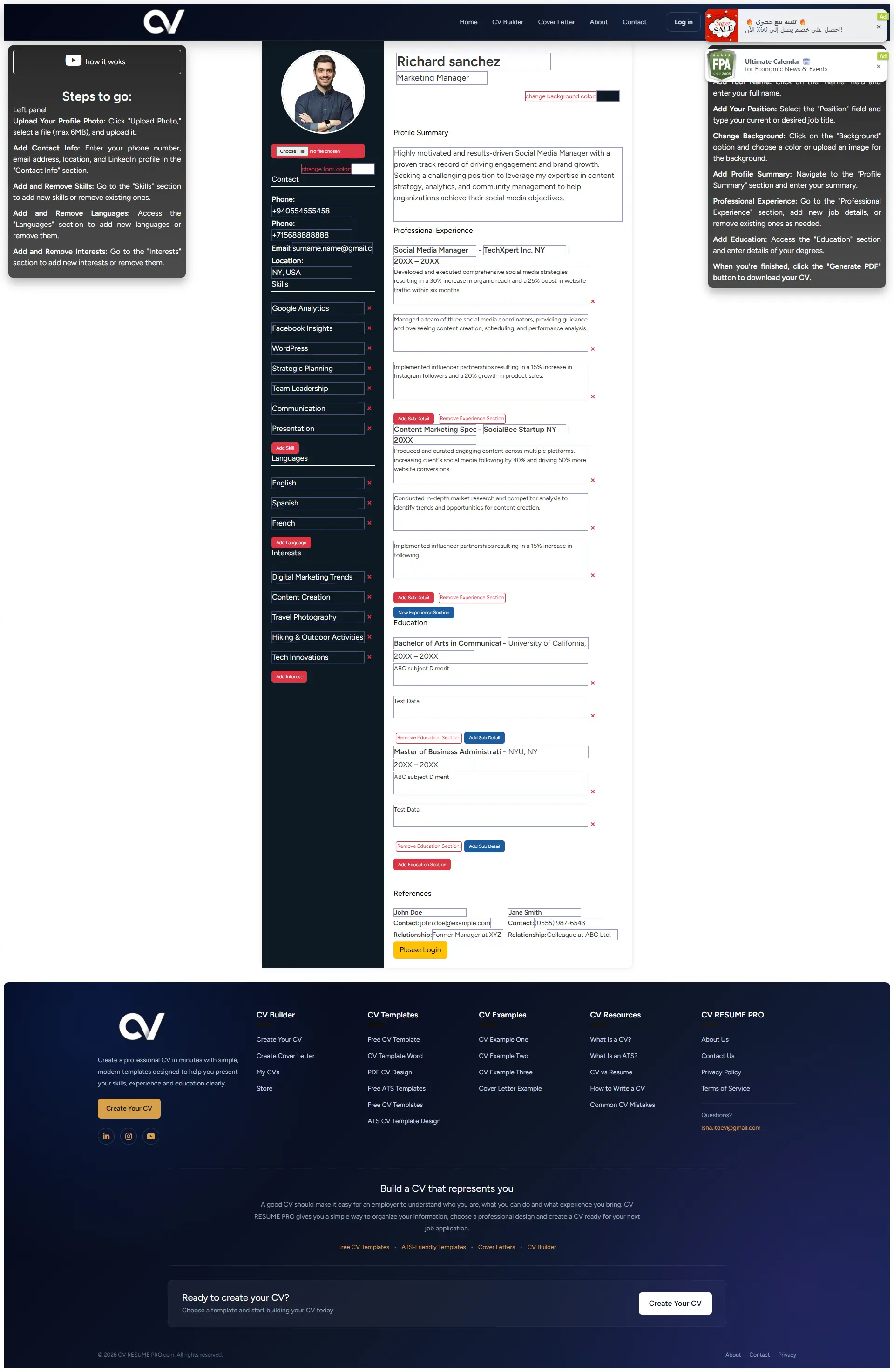 Simple professional CV resume template – free download